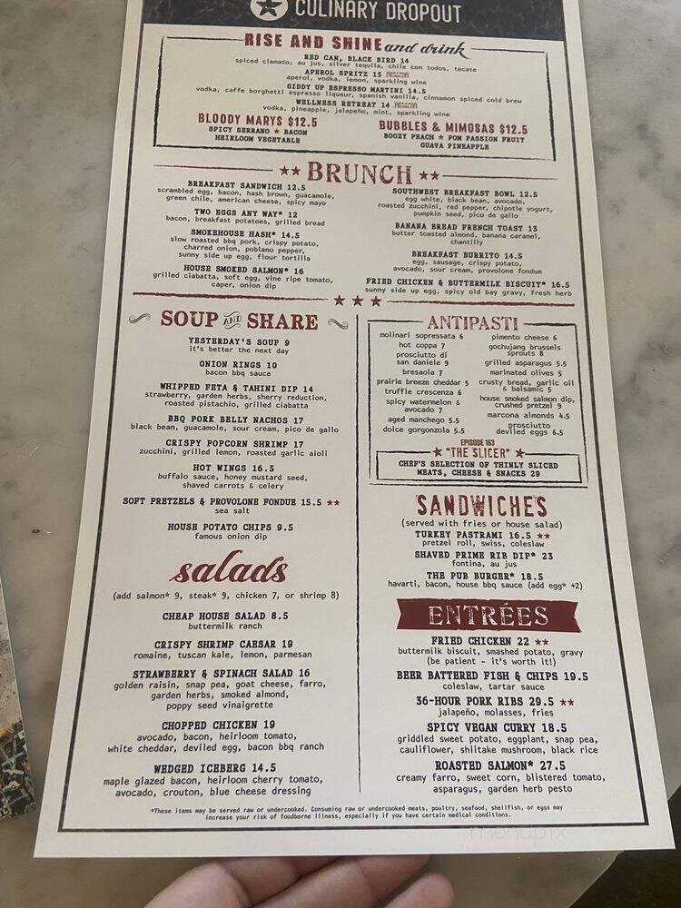 Culinary Dropout - Tucson, AZ menu_pic