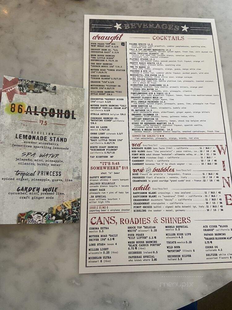 Culinary Dropout - Tucson, AZ menu_pic