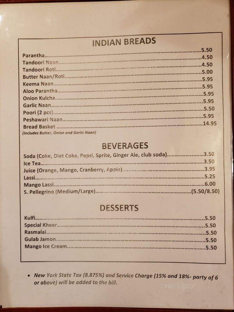 Curry India - New York, NY menu_pic