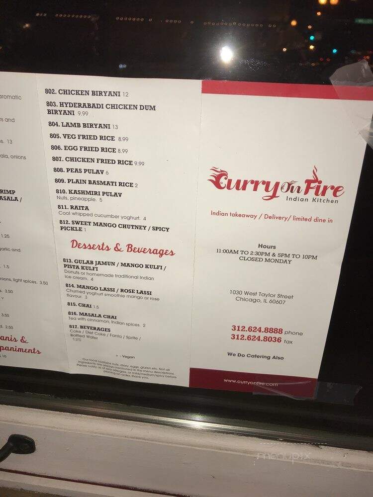 Curry on Fire - Chicago, IL menu_pic