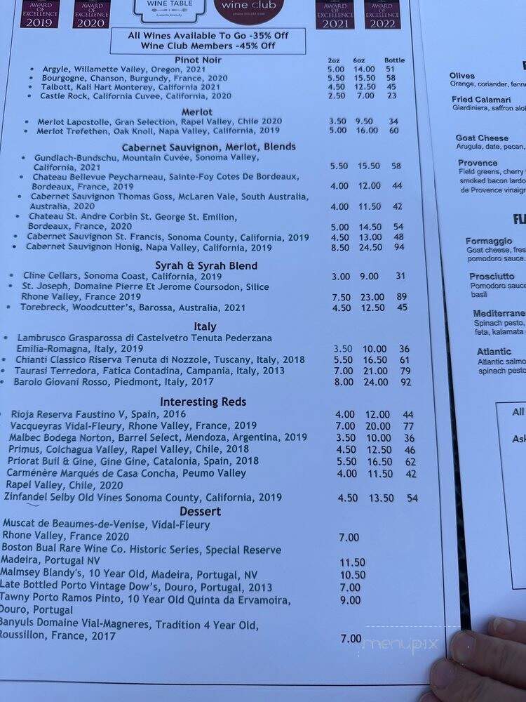 Cuvee Wine Table - Louisville, KY menu_pic