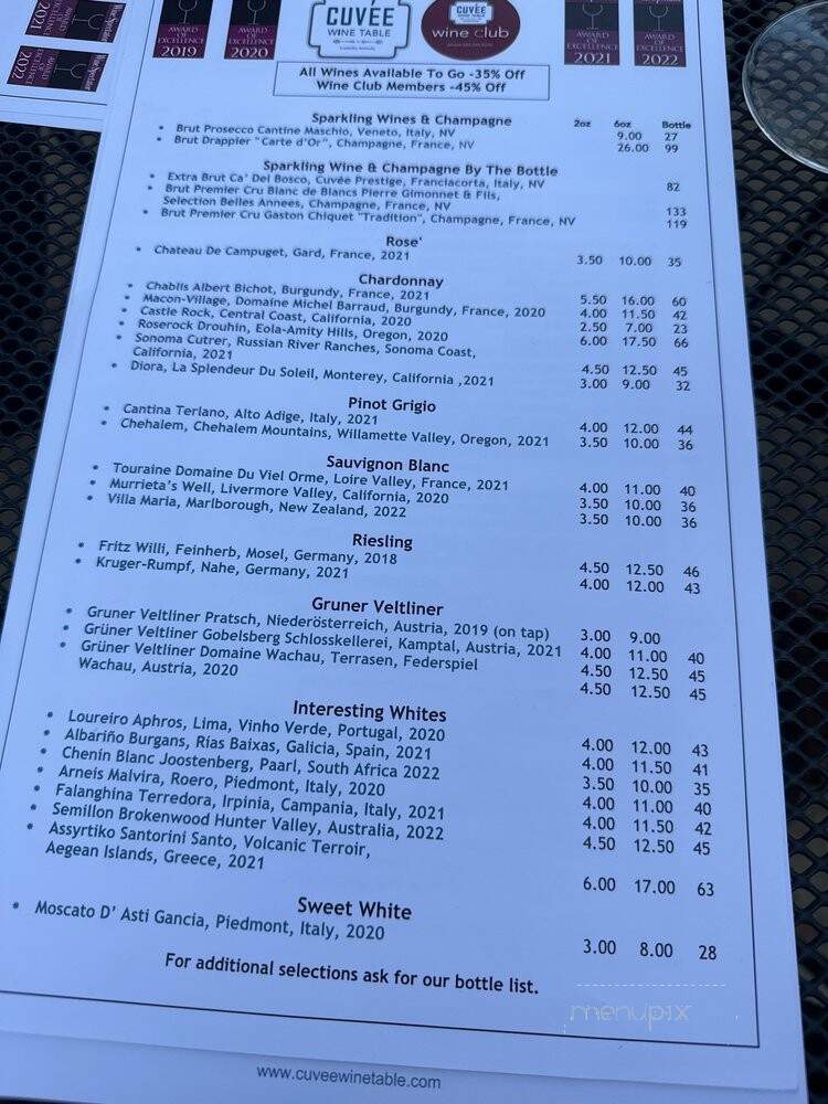 Cuvee Wine Table - Louisville, KY menu_pic