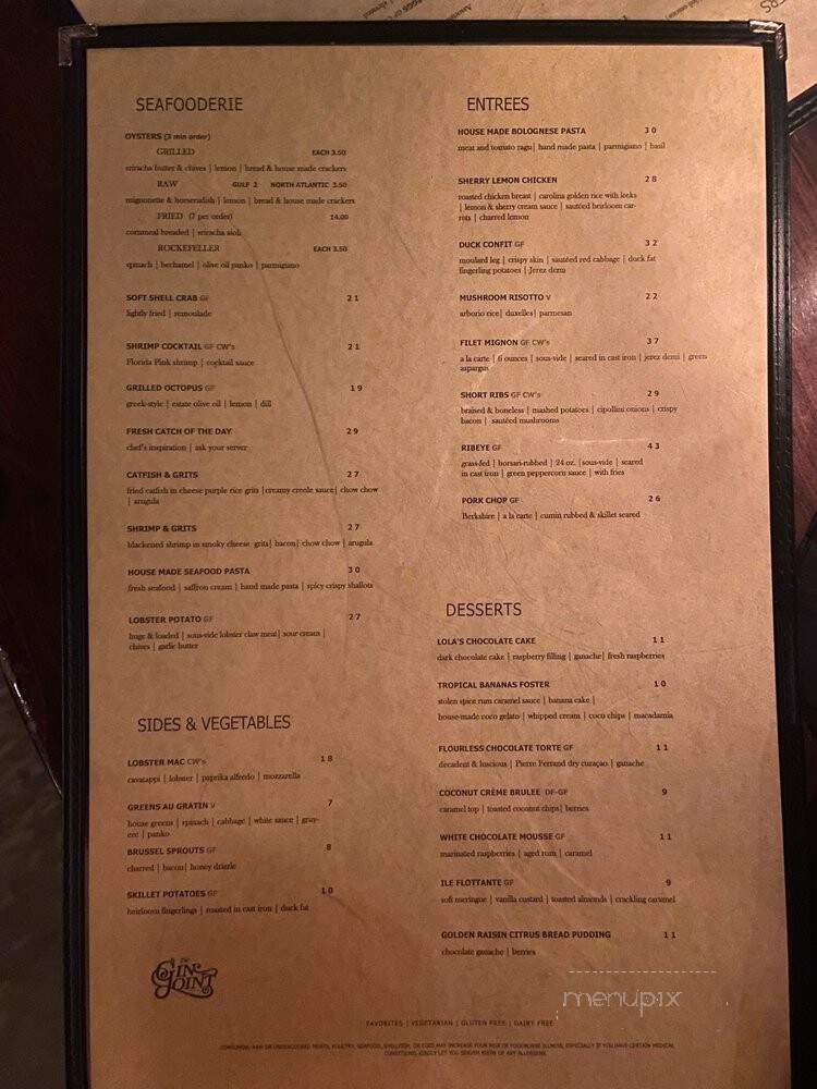 CW's Gin Joint - Tampa, FL menu_pic