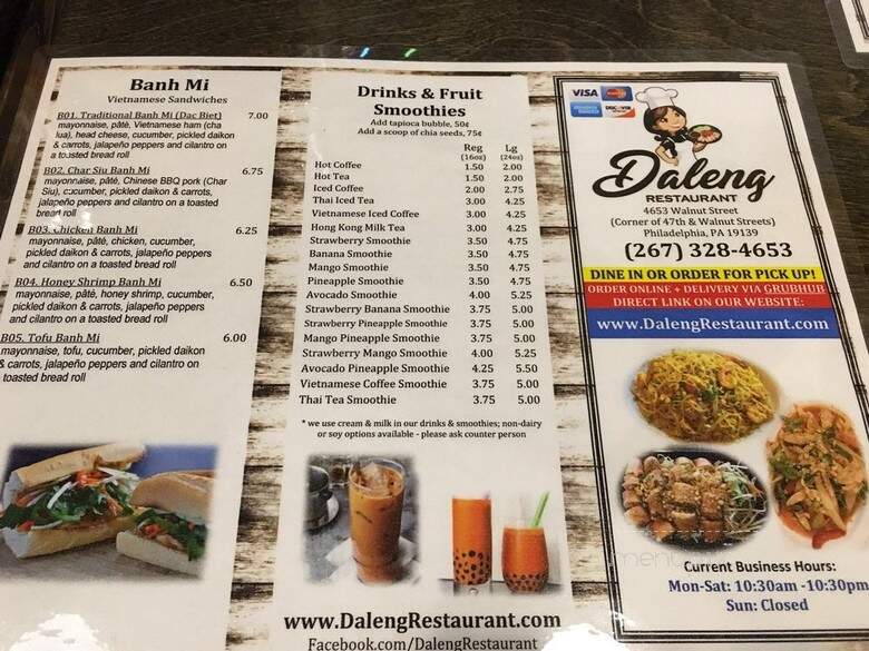 Daleng Restaurant - Philadelphia, PA menu_pic