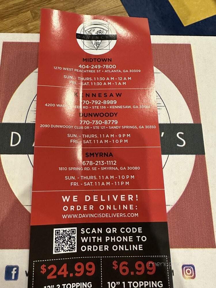 Da Vinci's Pizza - Kennesaw, GA menu_pic