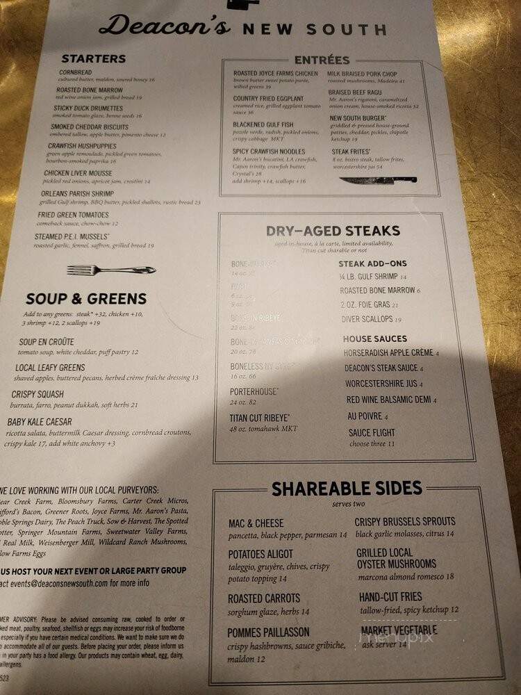 Deacon's New South - Nashville, TN menu_pic