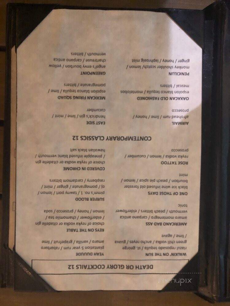 Death or Glory Bar - Delray Beach, FL menu_pic