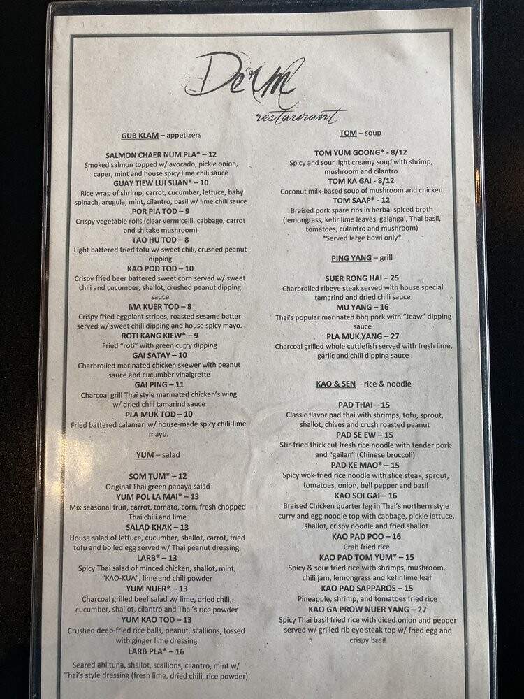 Derm Restaurant - San Francisco, CA menu_pic