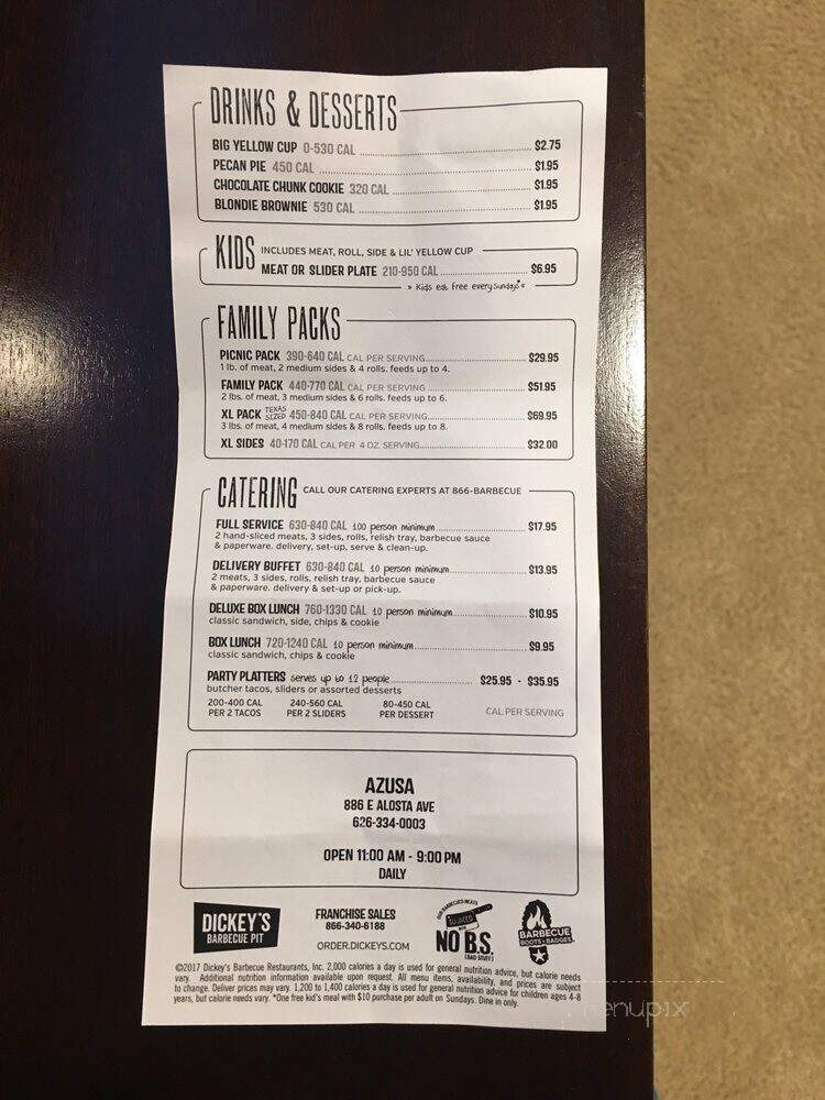 Dickey's Barbecue Pit - Azusa, CA menu_pic