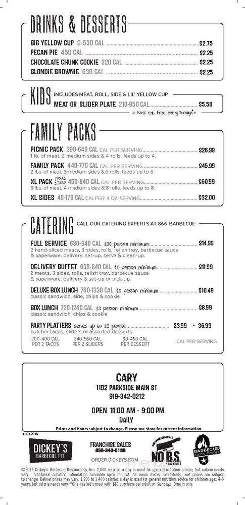 Dickey's Barbecue Pit - Cary, NC menu_pic