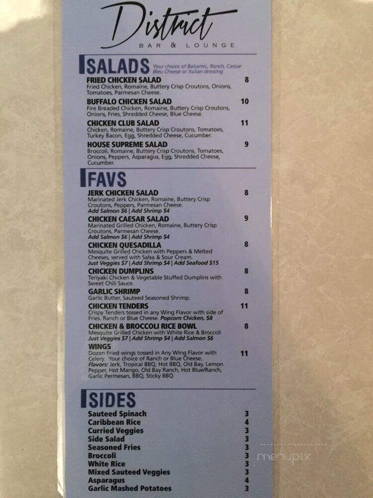 District Bar & Lounge - Harrisburg, PA menu_pic