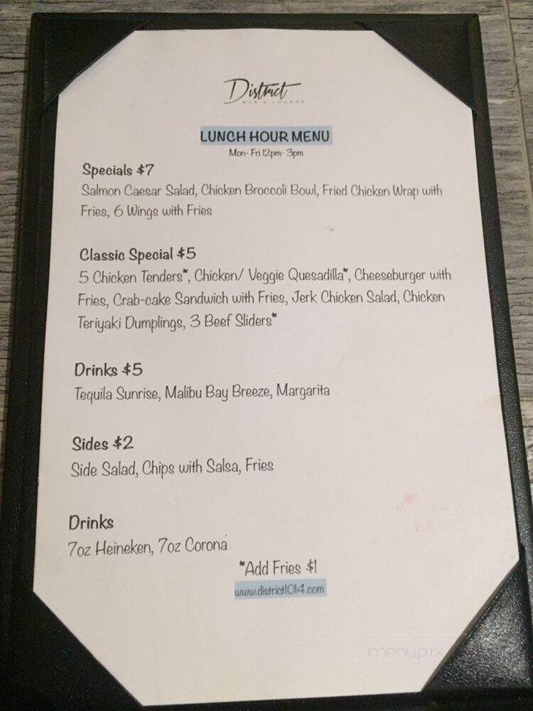 District Bar & Lounge - Harrisburg, PA menu_pic