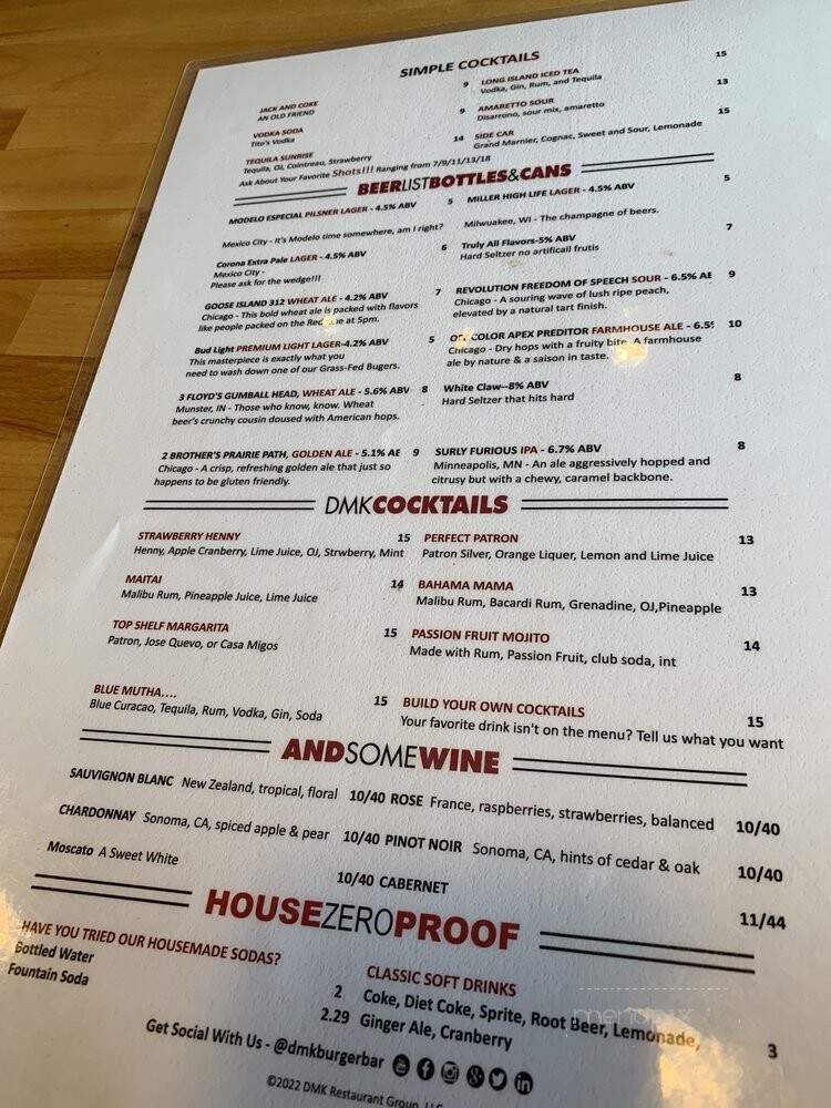 DMK Burger Bar - Oak Brook, IL menu_pic