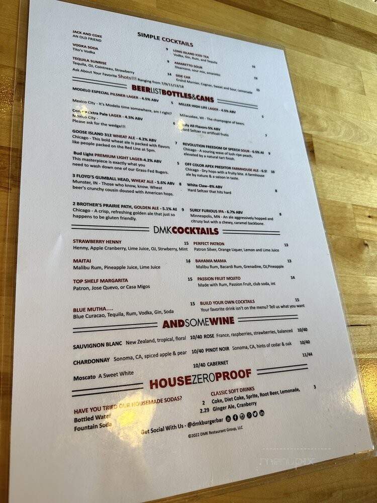 DMK Burger Bar - Oak Brook, IL menu_pic