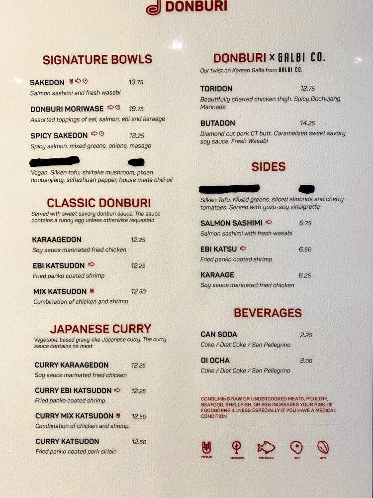 Donburi - Washington, DC menu_pic