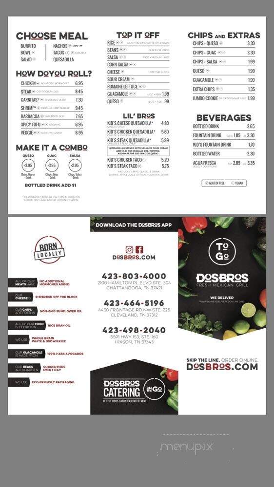 Dosbros Fresh Mexican Grill - Hixson, TN menu_pic