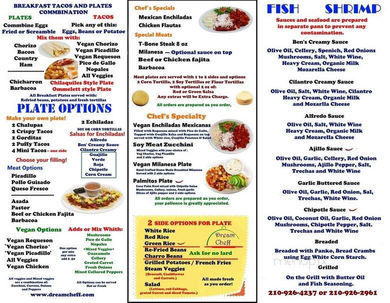 Dream Cheff - San Antonio, TX menu_pic