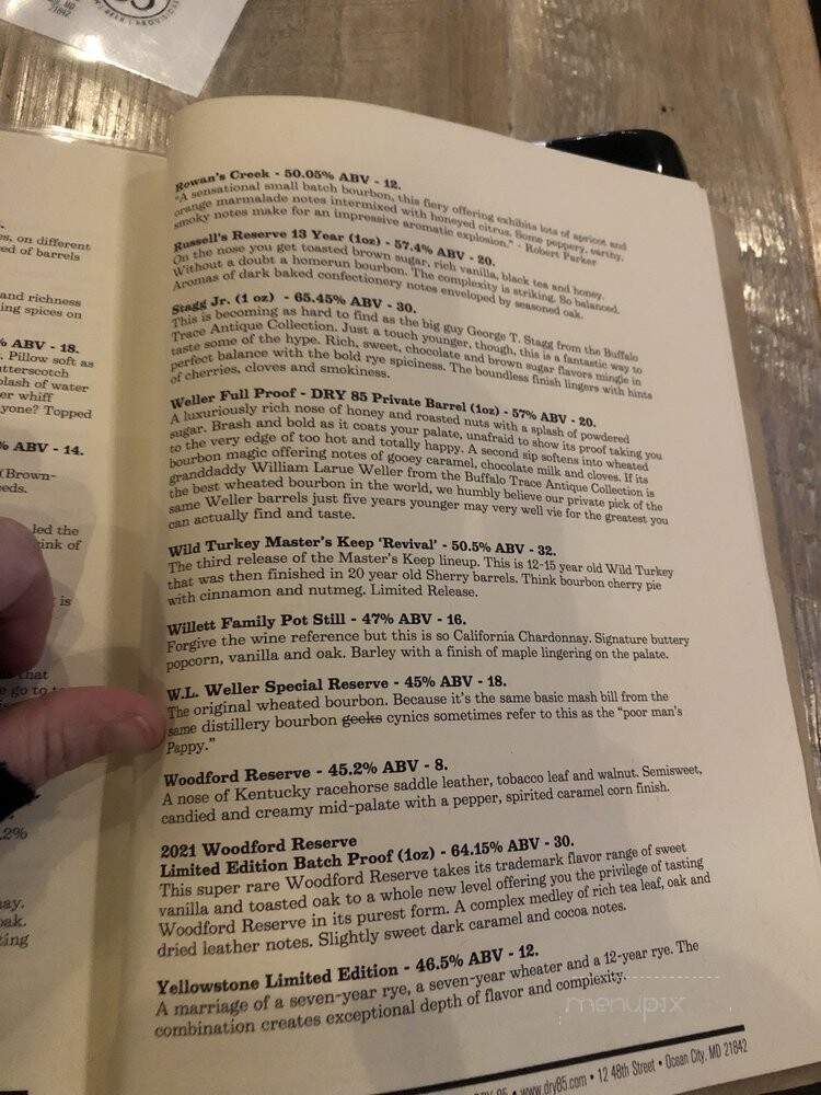 Dry 85 - Ocean City, MD menu_pic