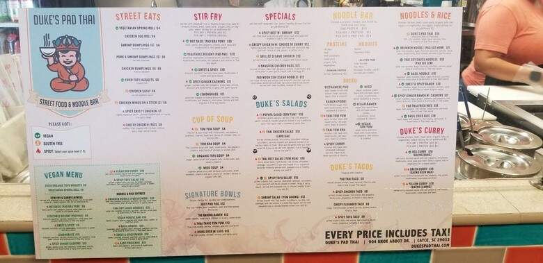 Duke's Pad Thai Street Food and Noodle Bar - Cayce, SC menu_pic