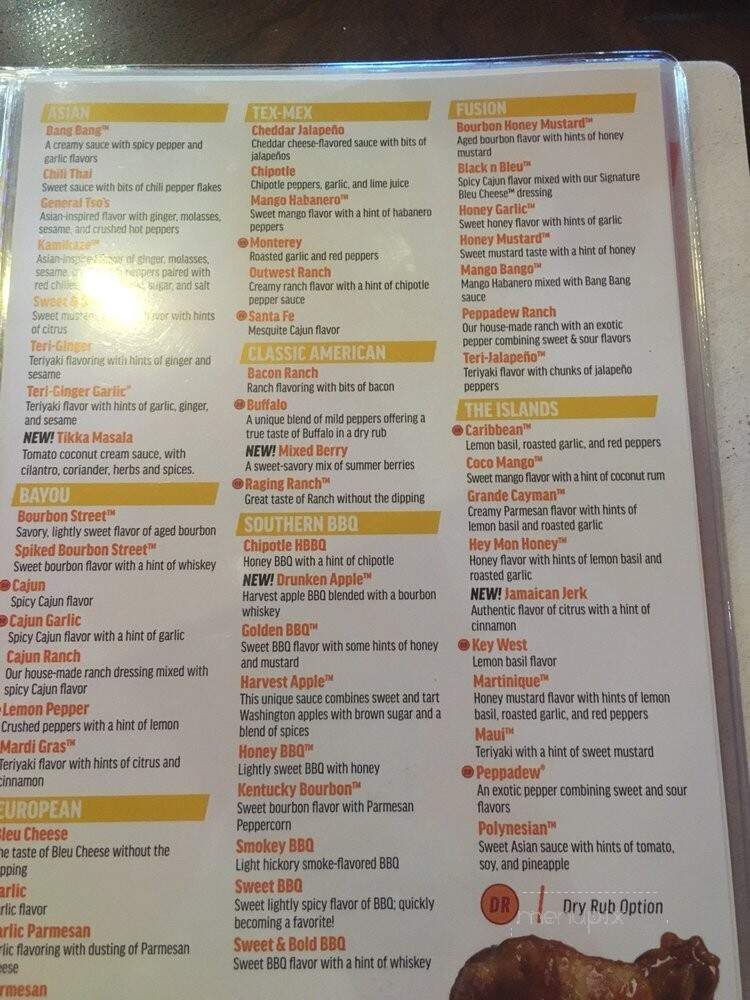 East Coast Wings + Grill - Bartlett, TN menu_pic