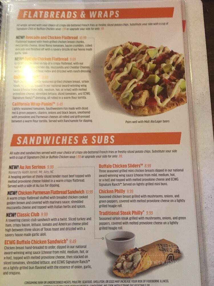 East Coast Wings + Grill - Bartlett, TN menu_pic