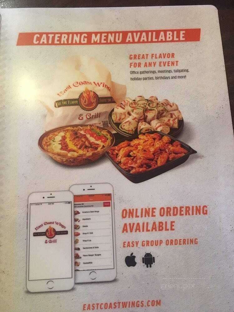 East Coast Wings + Grill - Bartlett, TN menu_pic