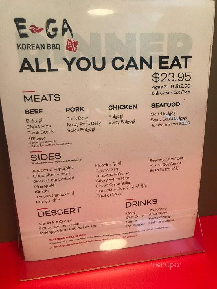 E-GA Korean BBQ - Springville, UT menu_pic