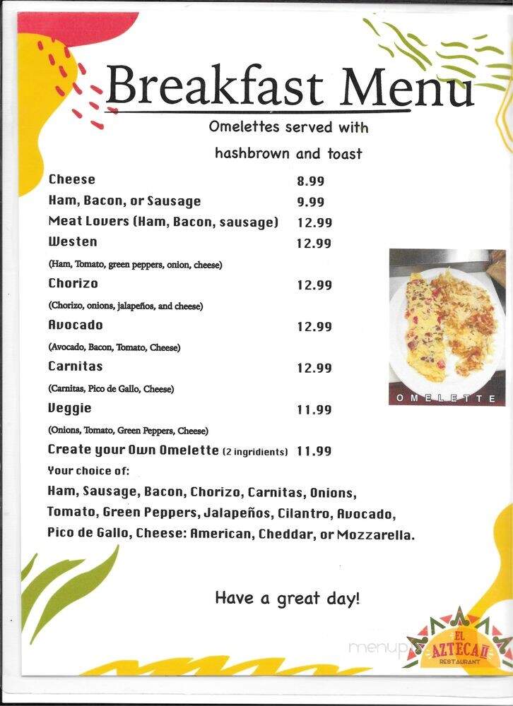 El Azteca II - Grayslake, IL menu_pic