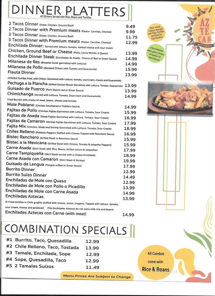 El Azteca II - Grayslake, IL menu_pic
