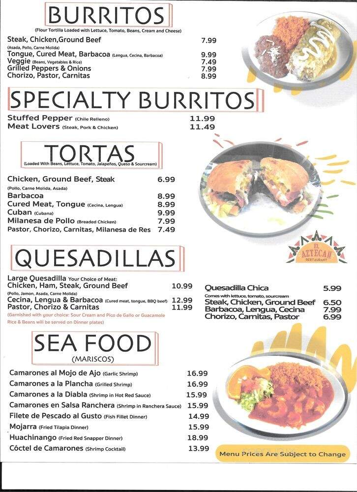 El Azteca II - Grayslake, IL menu_pic