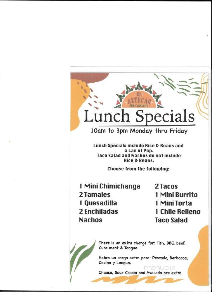 El Azteca II - Grayslake, IL menu_pic