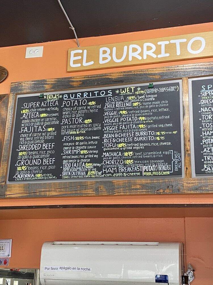 El Burrito Azteca - Portland, OR menu_pic