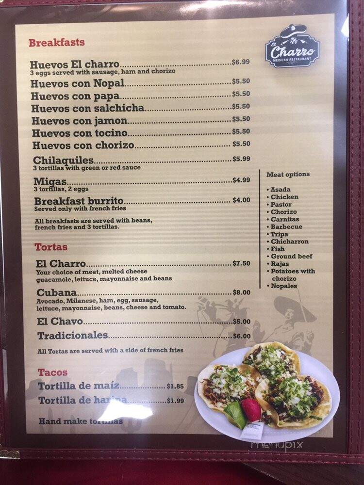 El Charro Mexican Restaurant - Springdale, AR menu_pic