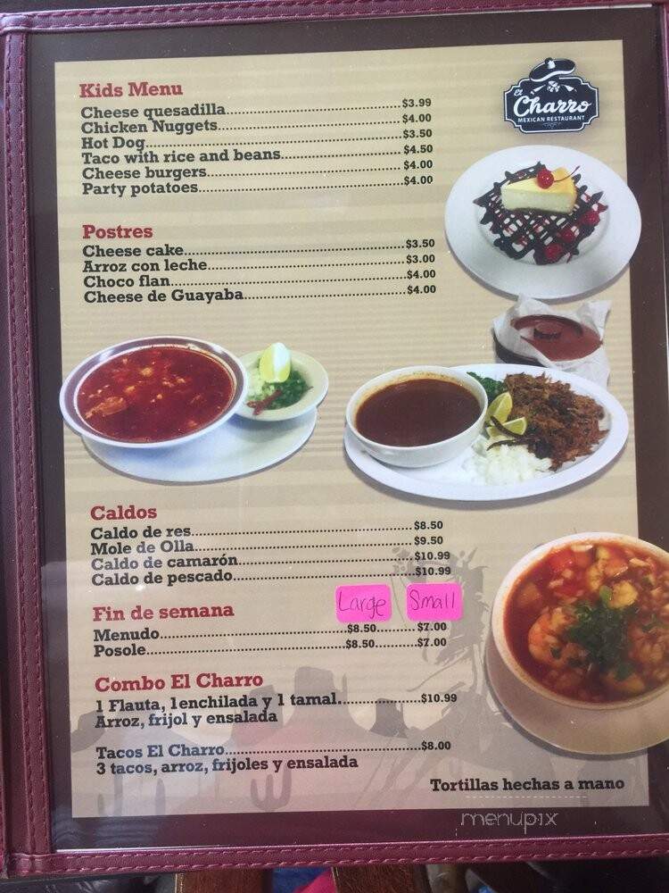 El Charro Mexican Restaurant - Springdale, AR menu_pic
