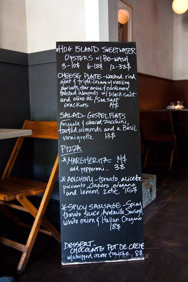 Eleven Wine Bar Bistro - Bolinas, CA menu_pic