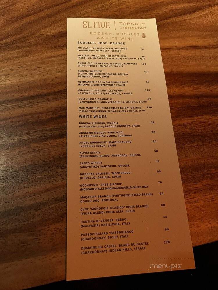 El Five - Denver, CO menu_pic