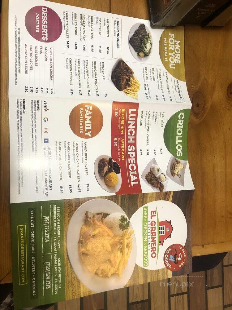 El Granero - Deerfield Beach, FL menu_pic