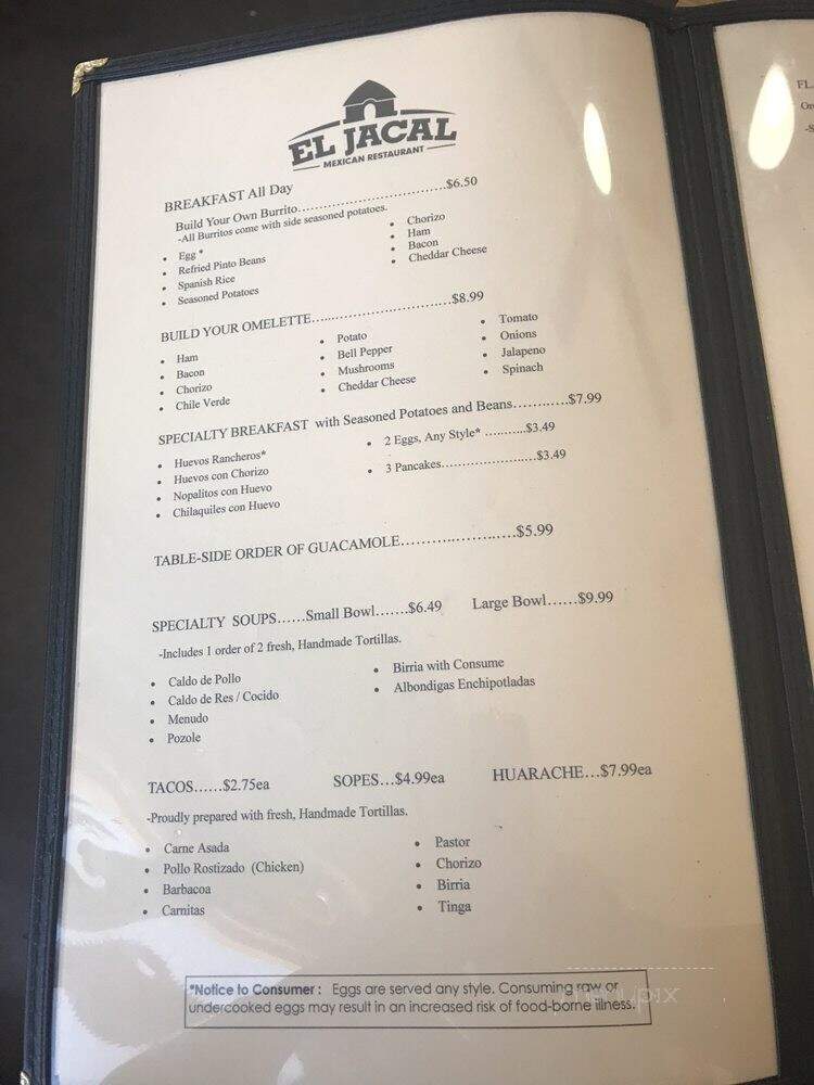 El Jacal Mexican Restaurant - Phoenix, AZ menu_pic