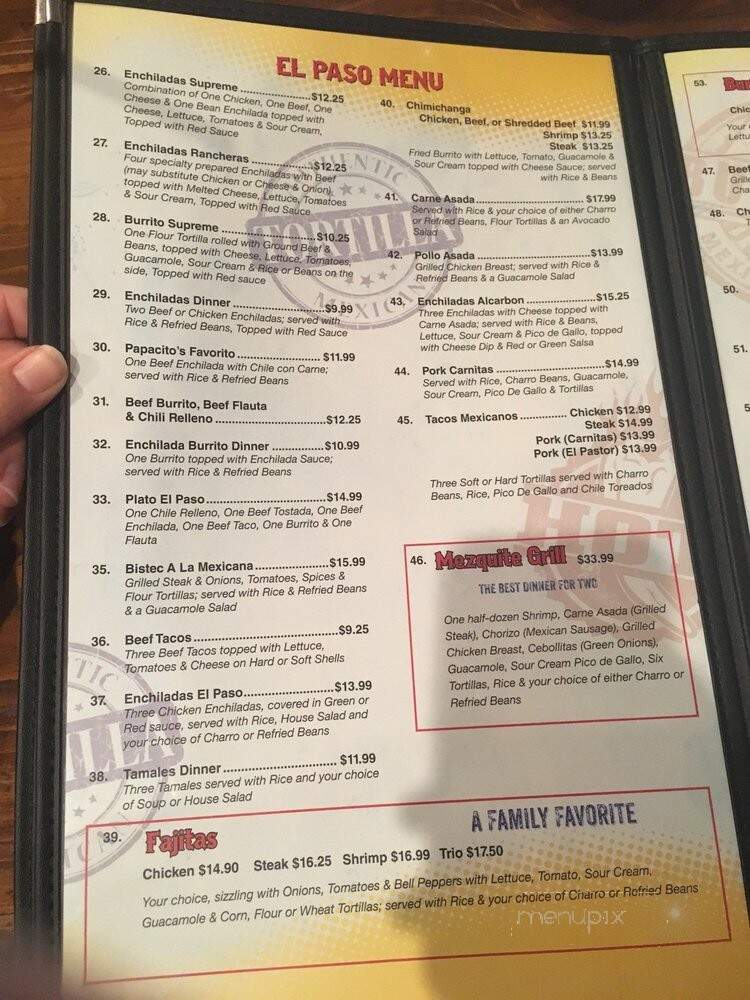El Paso Mexican Grill - New Iberia, LA menu_pic