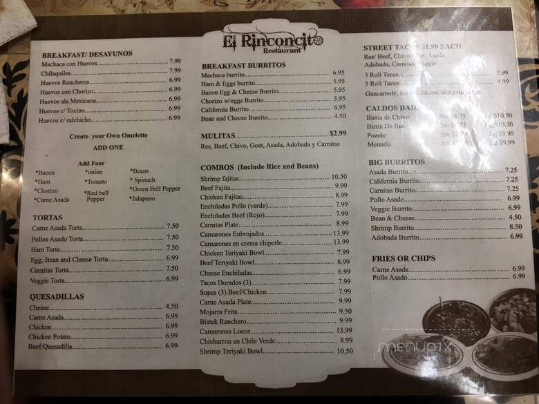El Rinconcito - National City, CA menu_pic