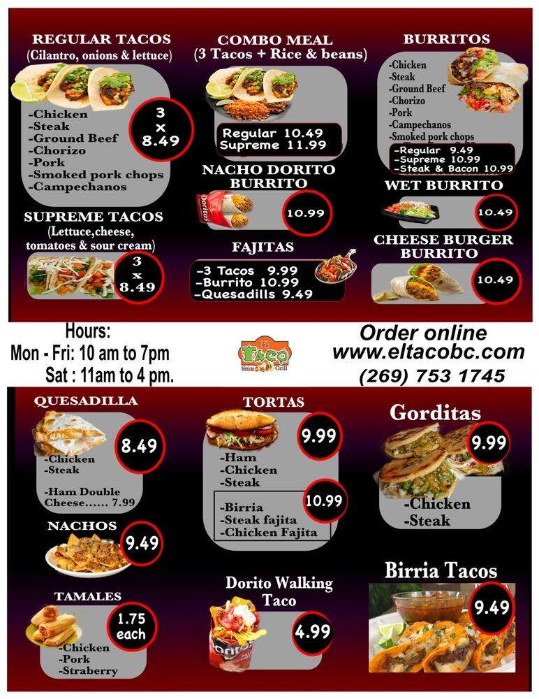 El Taco - Springfield, MI menu_pic