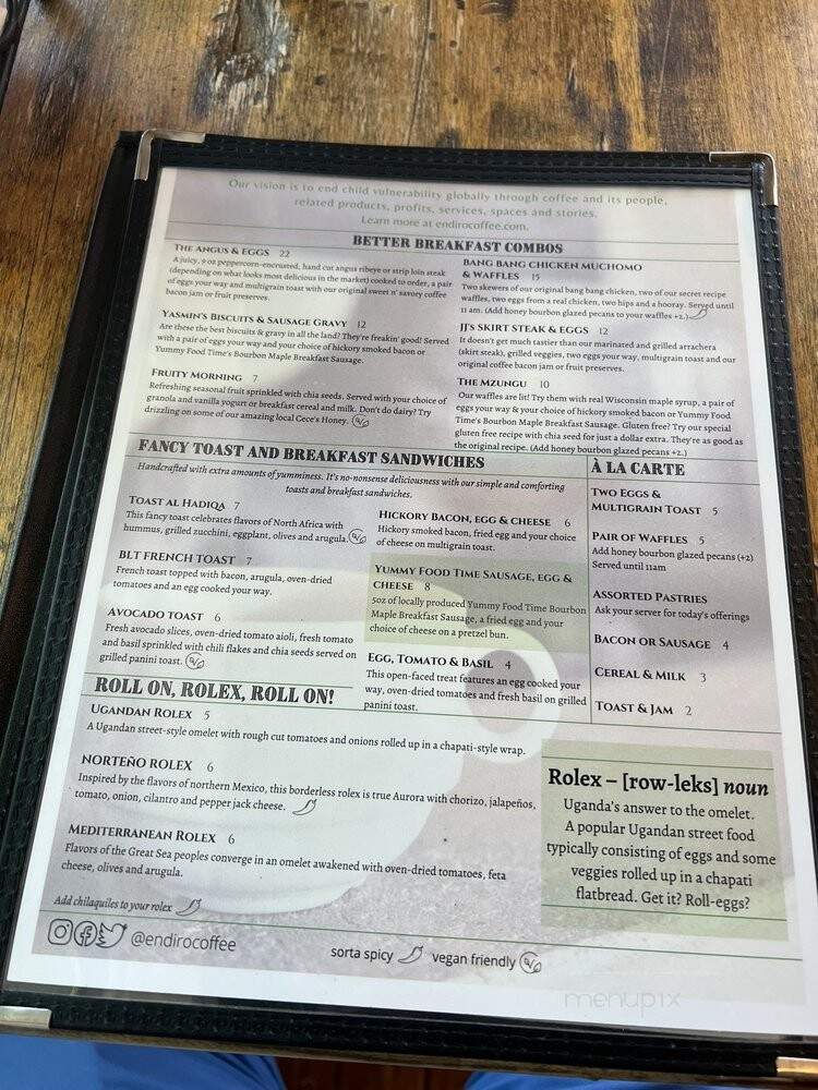Endiro Coffee - Aurora, IL menu_pic