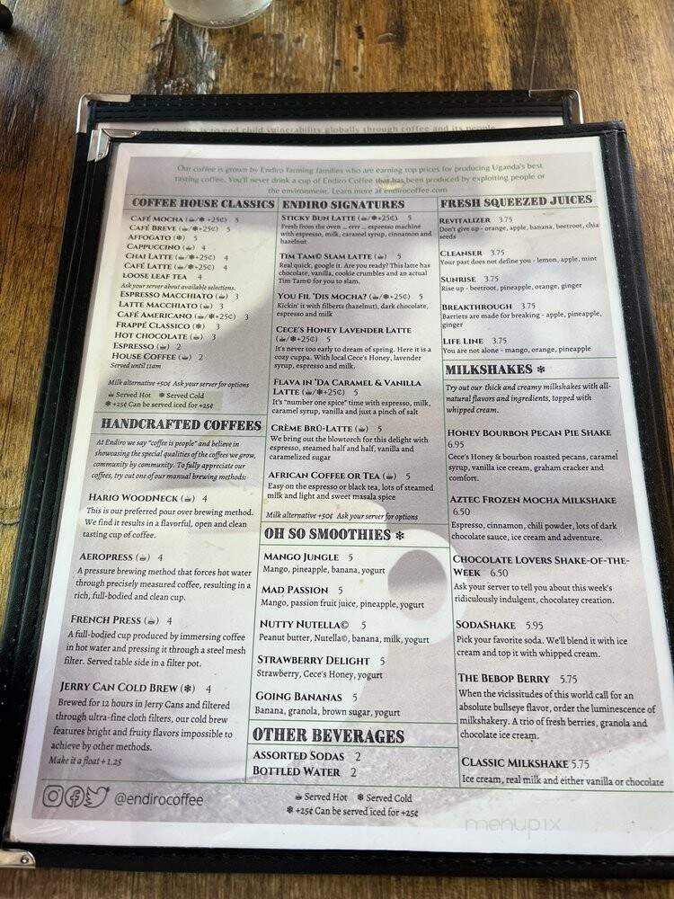 Endiro Coffee - Aurora, IL menu_pic