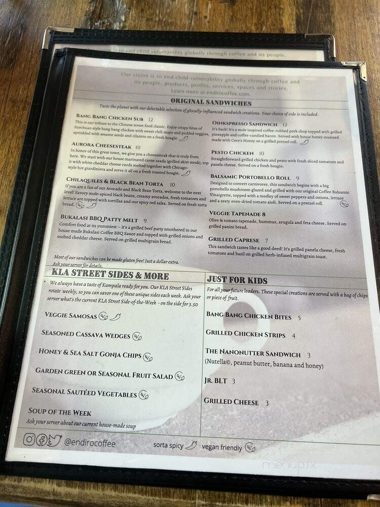 Endiro Coffee - Aurora, IL menu_pic