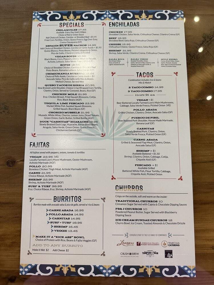 Espadin - Temecula, CA menu_pic