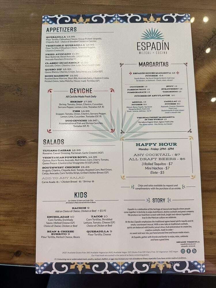 Espadin - Temecula, CA menu_pic