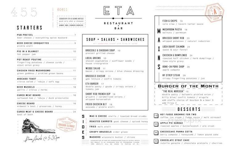 ETA Restaurant + Bar - Chicago, IL menu_pic