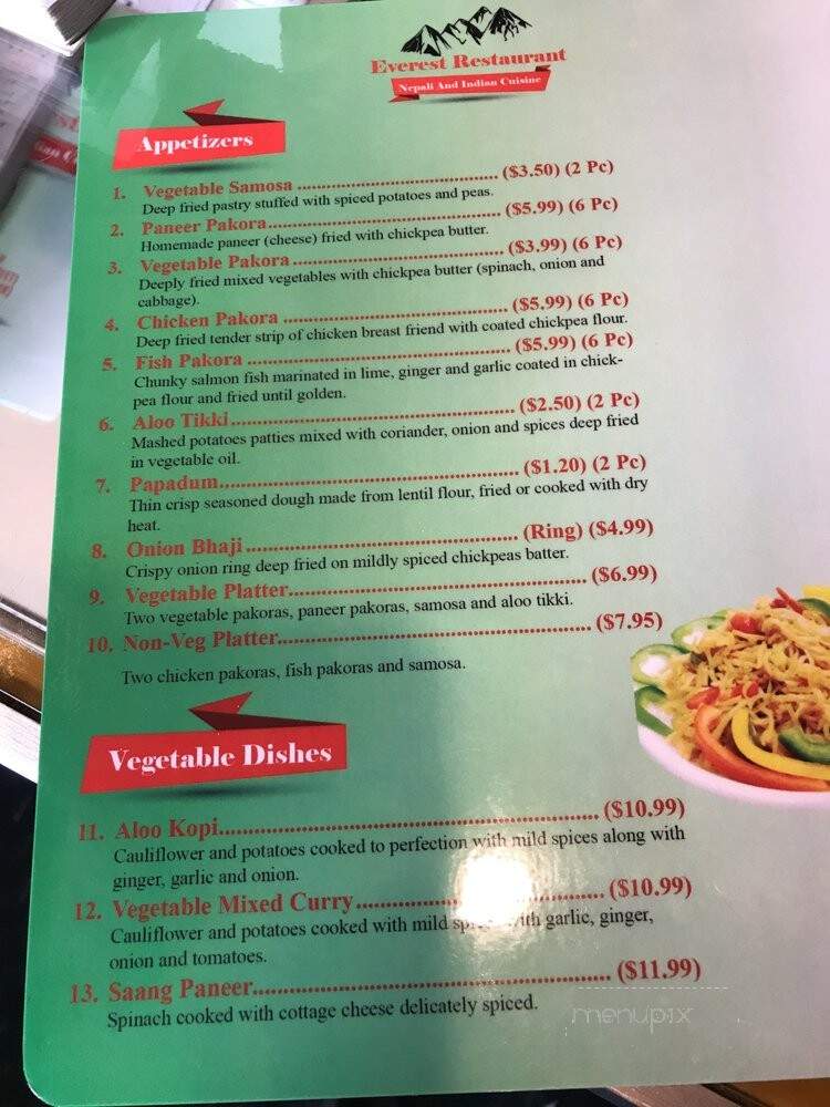 Everest Restaurant - Des Moines, IA menu_pic