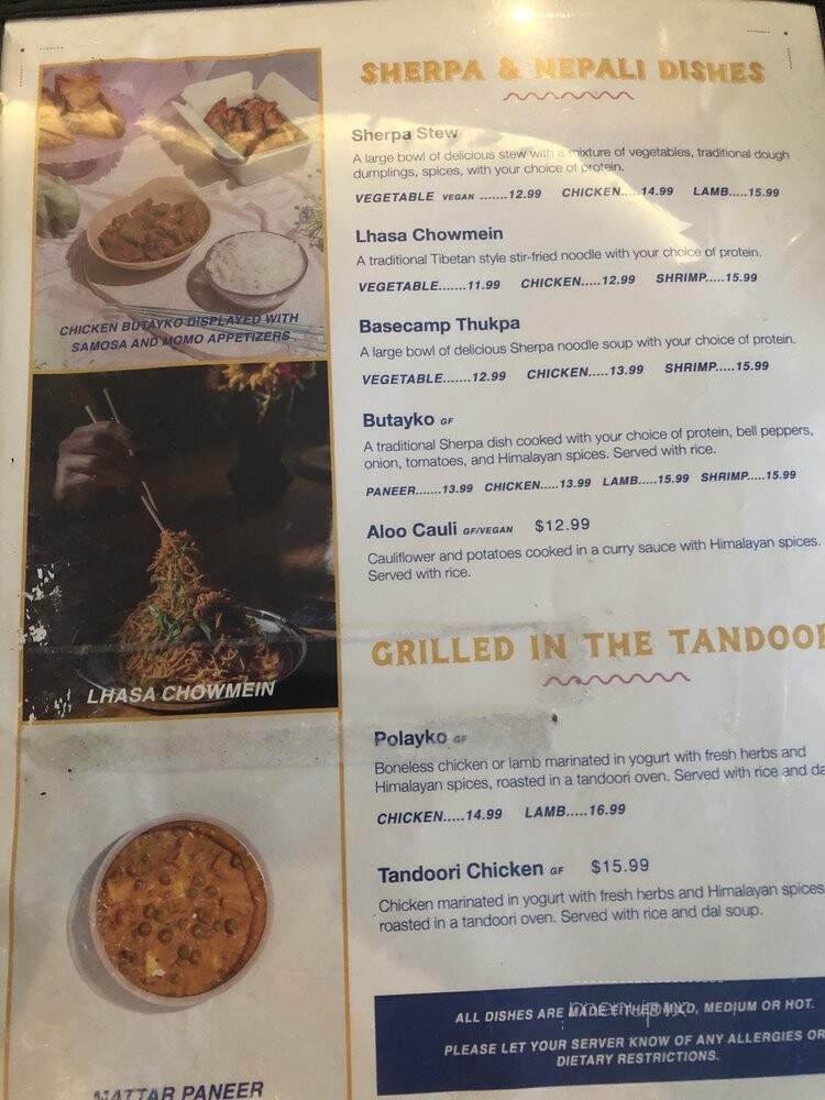 Everest Sherpa Restaurant - Ann Arbor, MI menu_pic