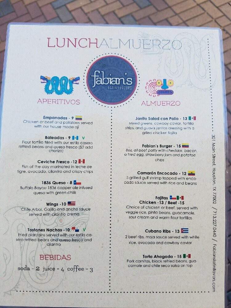 Fabian's Latin Flavors - Houston, TX menu_pic
